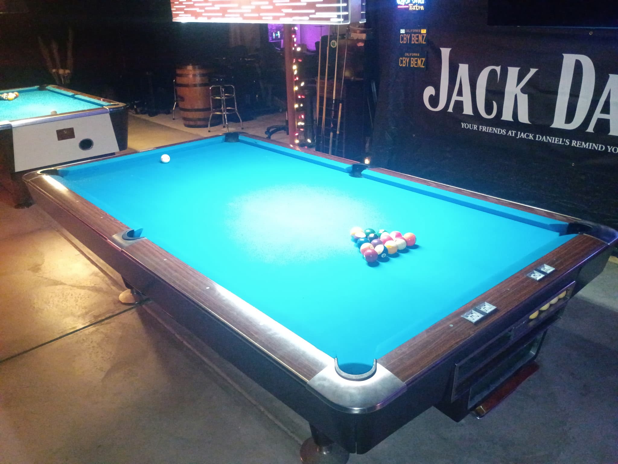 Pool table and seating area